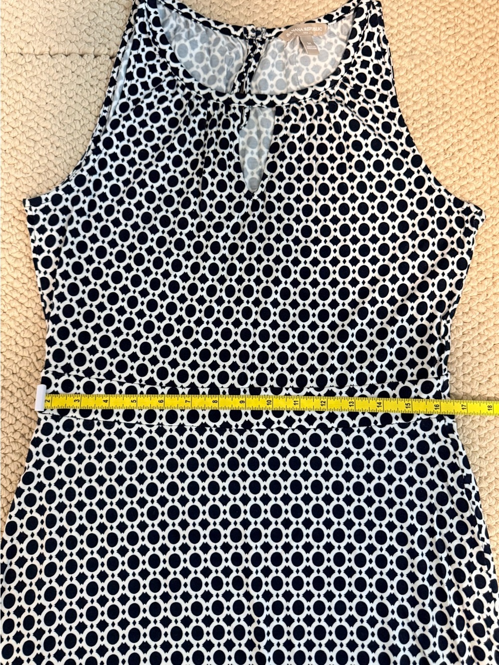 Banana Republic Geometric Black White Sleeveless Maxi Dress Sz M Classic Career - Picture 9 of 11